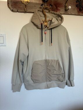 SAVE THE DUCK Hooded Zip Sweater in Beige Men's Size medium